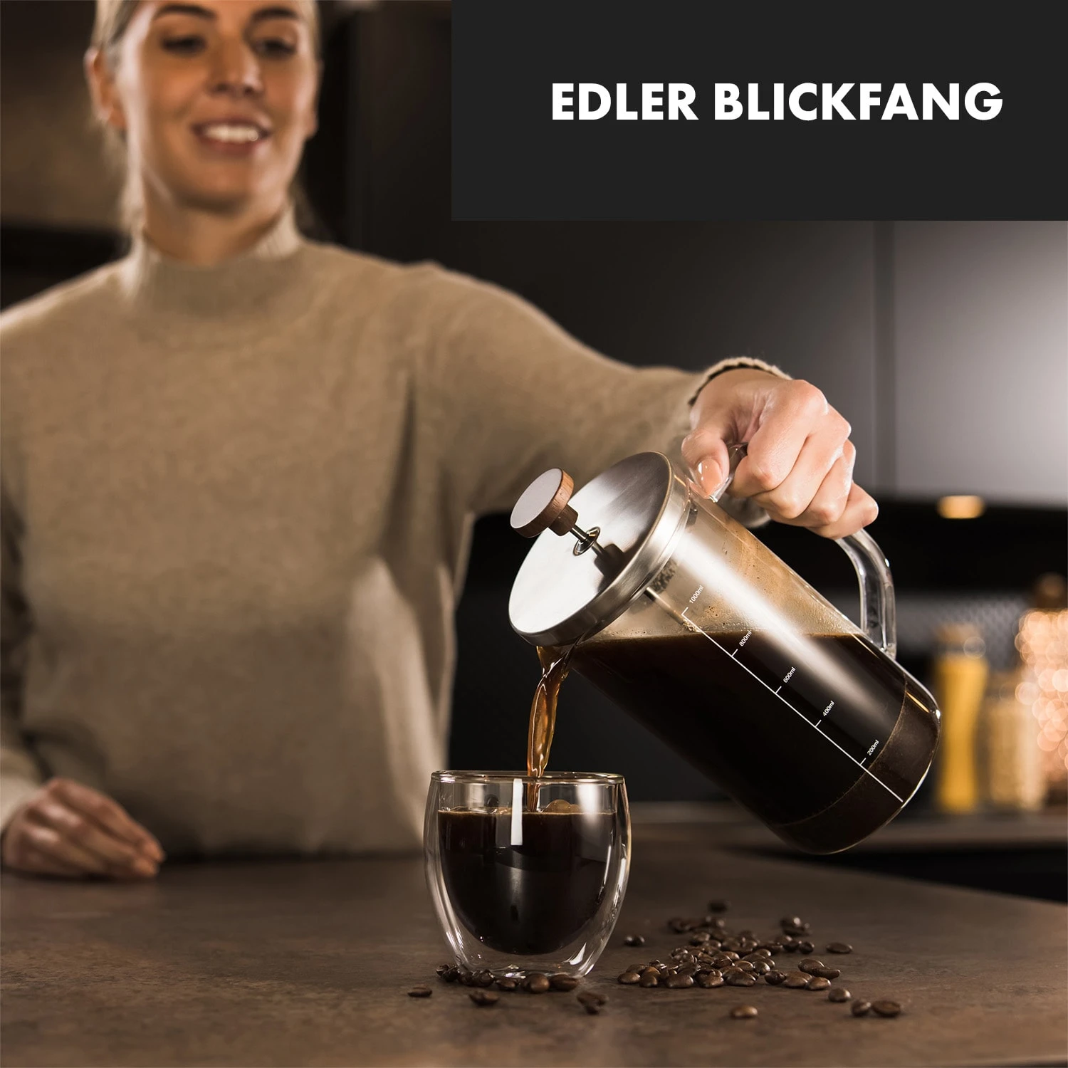 Glaswerk Ristretto French Press 1 Liter Borosilikatglas Edelstahl Walnussholz 6 Glaswerk Ristretto French Press 1 Liter Borosilikatglas Edelstahl Walnussholz – Bild 4