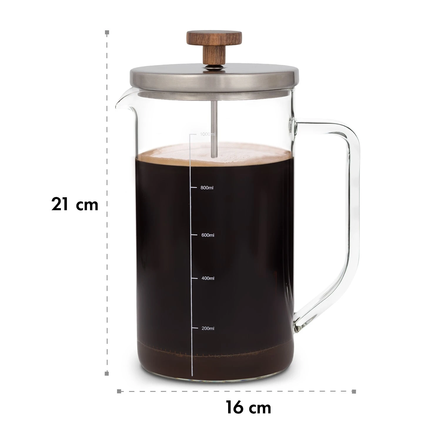 Glaswerk Ristretto French Press 1 Liter Borosilikatglas Edelstahl Walnussholz 10 Glaswerk Ristretto French Press 1 Liter Borosilikatglas Edelstahl Walnussholz – Bild 8