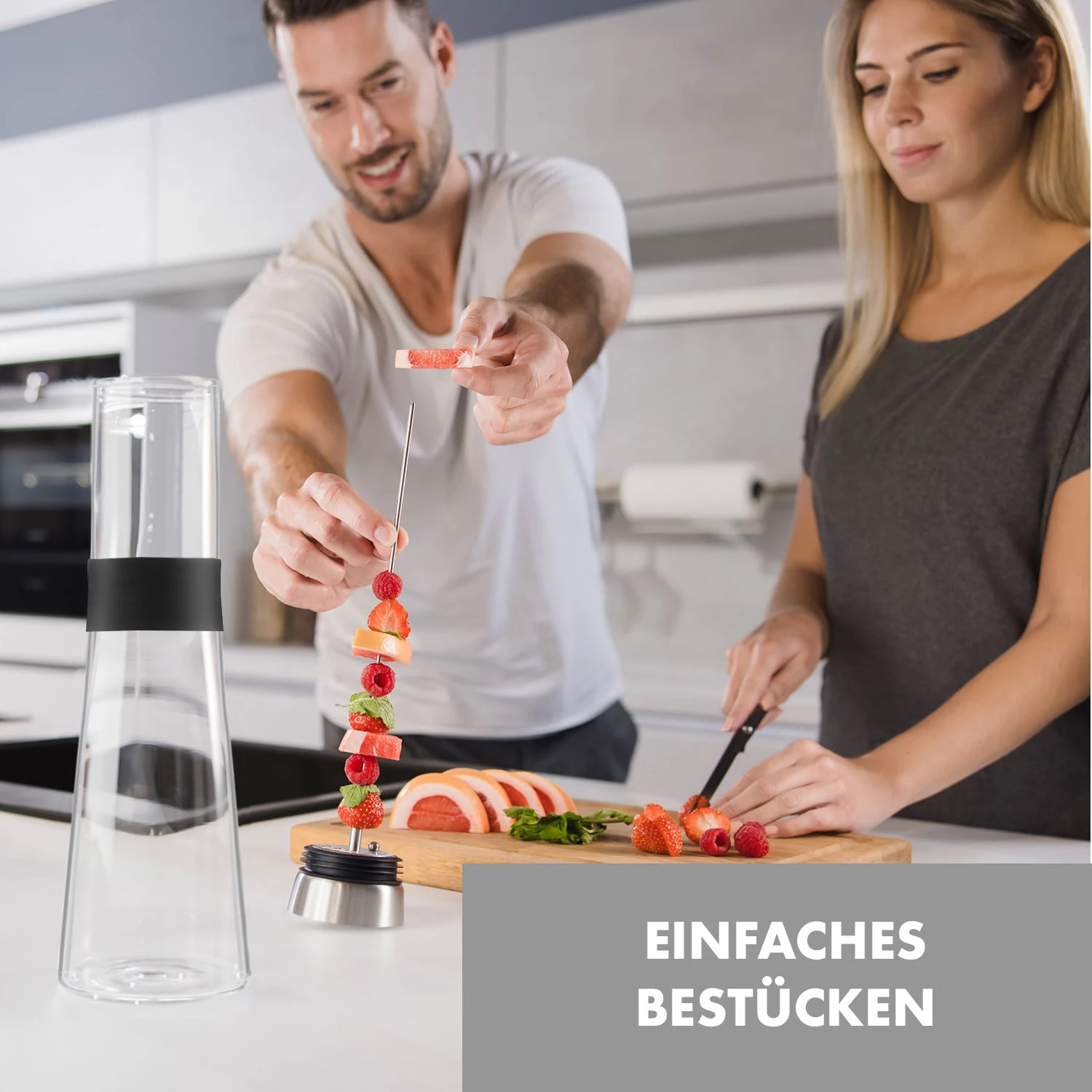 Sile Karaffe 1,6 Liter Borosilikatglas Fruchtspieß Mit Stopper 4 Sile Karaffe 1,6 Liter Borosilikatglas Fruchtspieß Mit Stopper – Bild 2