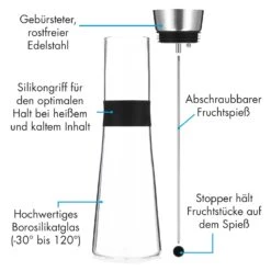 Sile Karaffe 1,6 Liter Borosilikatglas Fruchtspieß Mit Stopper 12 Sile Karaffe 1,6 Liter Borosilikatglas Fruchtspieß Mit Stopper -Klarstein 10036369 de 0004 logo