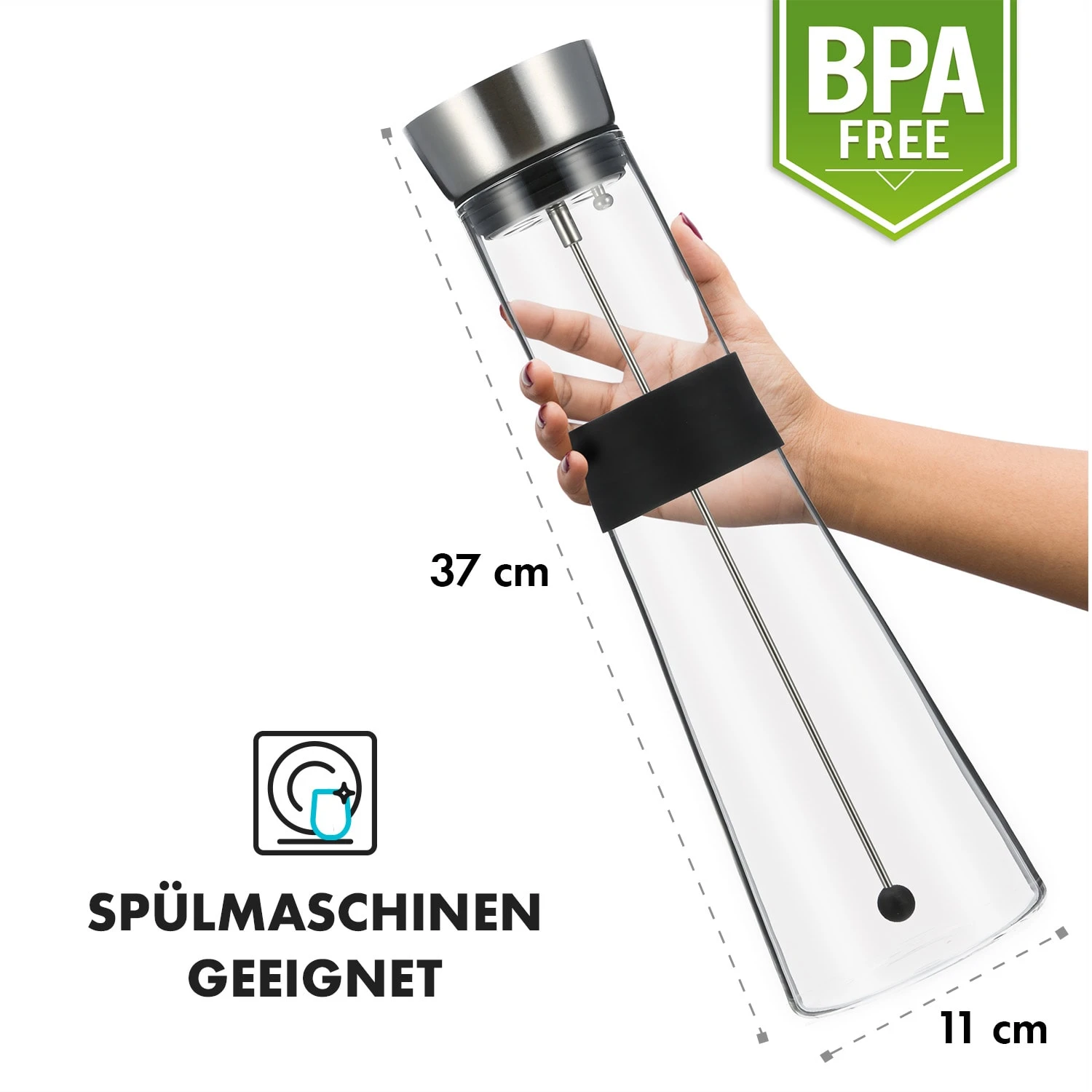 Sile Karaffe 1,6 Liter Borosilikatglas Fruchtspieß Mit Stopper 9 Sile Karaffe 1,6 Liter Borosilikatglas Fruchtspieß Mit Stopper – Bild 7