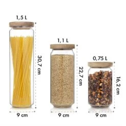 Glaswerk Lovage Vorratsgläser 0,75 1,1 1,5 L 3er Set Borosilikatglas Akazienholzdeckel Silikon 17 Glaswerk Lovage Vorratsgläser 0,75 1,1 1,5 L 3er Set Borosilikatglas Akazienholzdeckel Silikon -Klarstein 10036372 yy 0008 logo