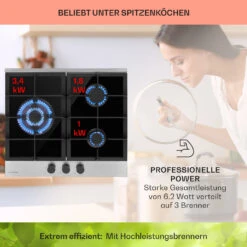 Alchemist 3 Gaskochfeld 3-flammig Aluminium-Brenner Glaskeramik 13 Alchemist 3 Gaskochfeld 3-flammig Aluminium-Brenner Glaskeramik -Klarstein 10037804 de 0003 usp