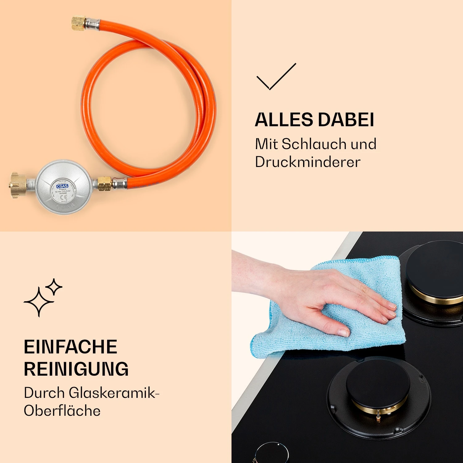 Goldflame Domino Prime Gaskochfeld 2-flammig Messing-Brenner Glaskeramik 8 Goldflame Domino Prime Gaskochfeld 2-flammig Messing-Brenner Glaskeramik – Bild 6