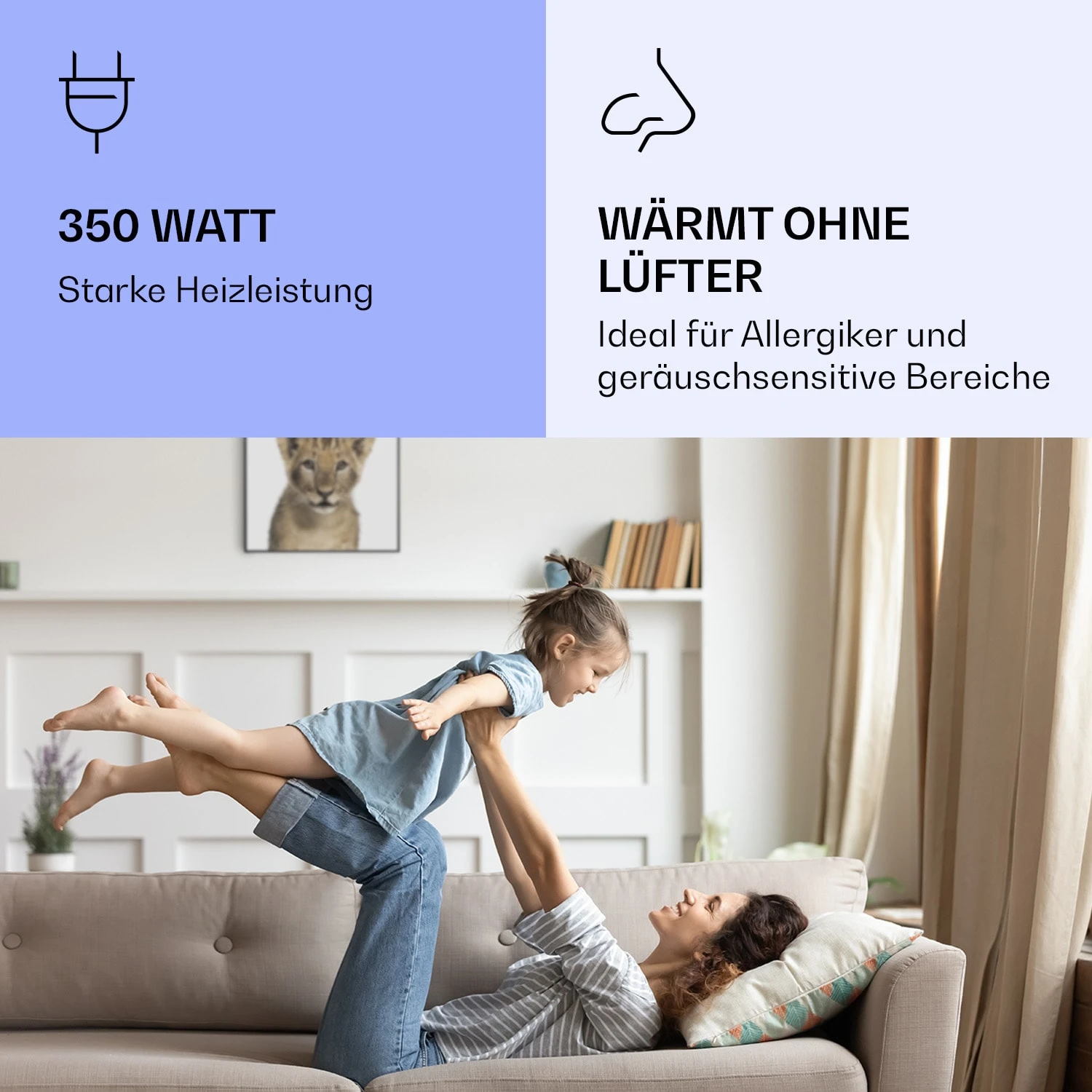 Wonderwall Air Art Smart Infrarotheizung Löwe 60x60cm 350W 7 Wonderwall Air Art Smart Infrarotheizung Löwe 60x60cm 350W – Bild 5