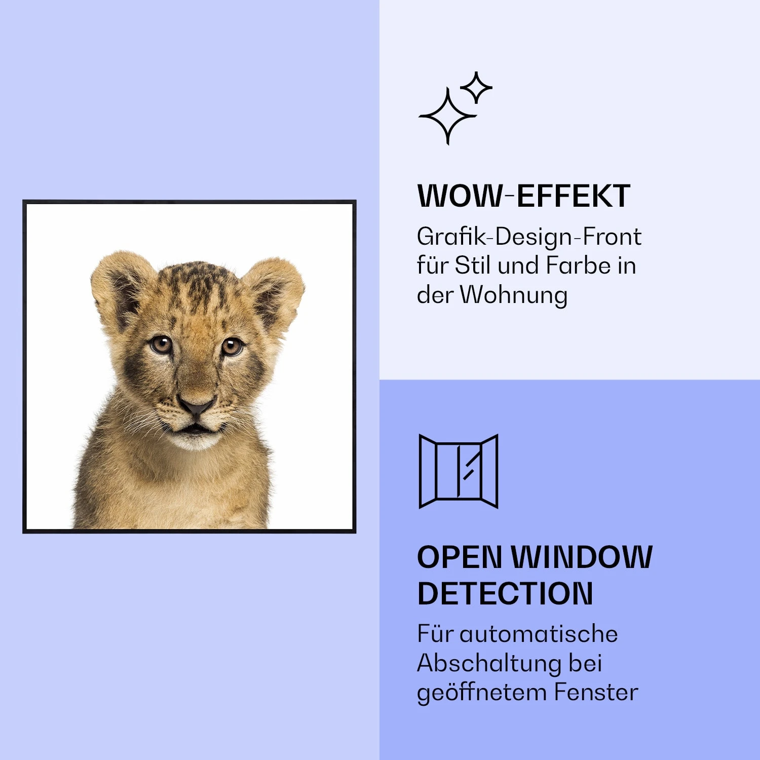 Wonderwall Air Art Smart Infrarotheizung Löwe 60x60cm 350W 8 Wonderwall Air Art Smart Infrarotheizung Löwe 60x60cm 350W – Bild 6