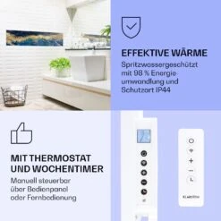 Wonderwall Air Art Smart Infrarotheizung Blauer Marmor 120x30cm 350W -Klarstein 10037850 de 0004 logo