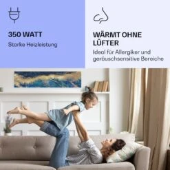 Wonderwall Air Art Smart Infrarotheizung Blauer Marmor 120x30cm 350W -Klarstein 10037850 de 0005 logo