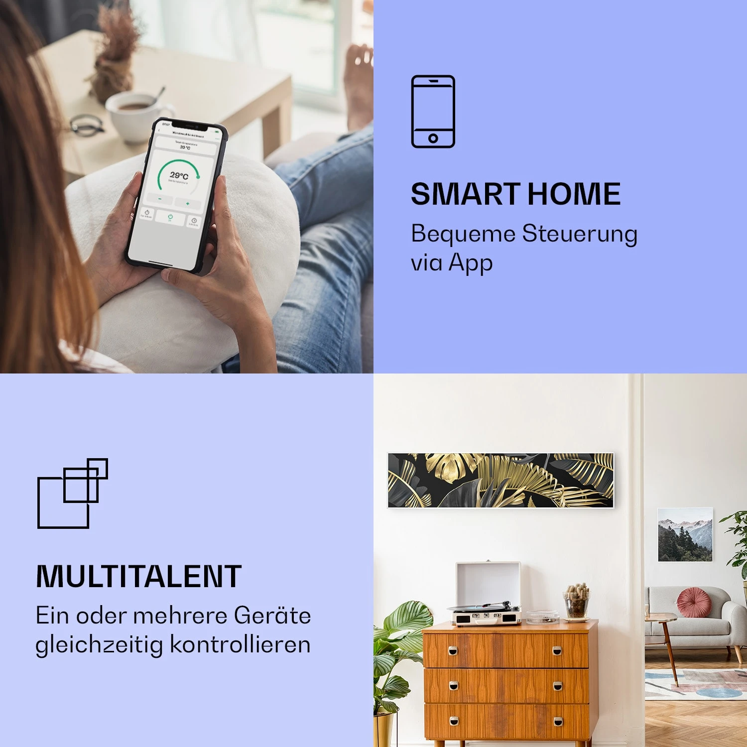 Wonderwall Air Art Smart Infrarotheizung Schwarze Blume 120x30cm 350W 4 Wonderwall Air Art Smart Infrarotheizung Schwarze Blume 120x30cm 350W – Bild 2