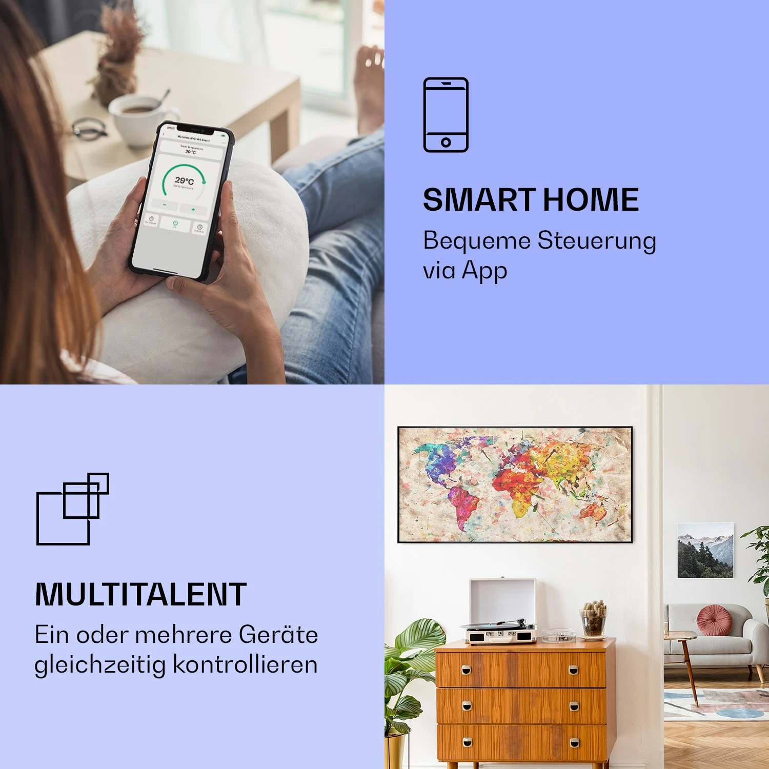 Wonderwall Air Art Smart Infrarotheizung Farbige Karte 120x60cm 700W 4 Wonderwall Air Art Smart Infrarotheizung Farbige Karte 120x60cm 700W – Bild 2