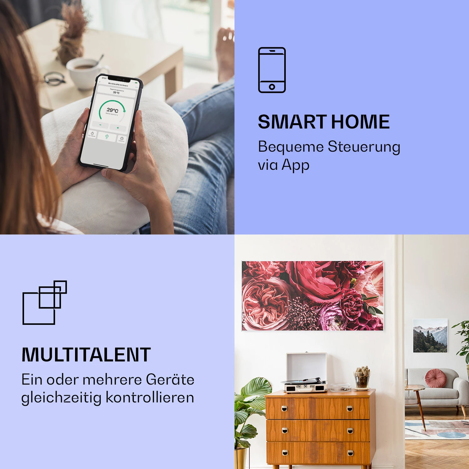 Wonderwall Air Art Smart Infrarotheizung Blume 120x60cm 700W 4 Wonderwall Air Art Smart Infrarotheizung Blume 120x60cm 700W – Bild 2