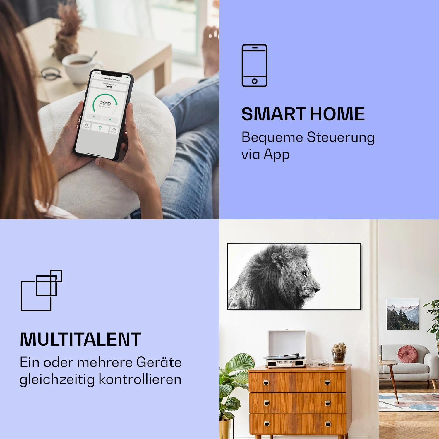 Wonderwall Air Art Smart Infrarotheizung Löwe 60x120cm 700W 4 Wonderwall Air Art Smart Infrarotheizung Löwe 60x120cm 700W – Bild 2