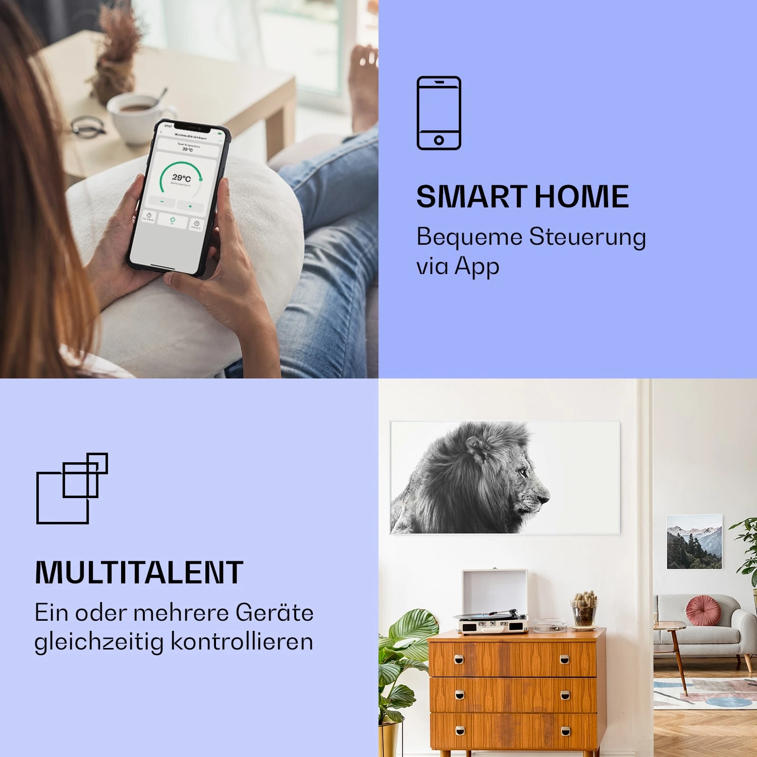 Wonderwall Air Art Smart Infrarotheizung Löwe 60x120cm 700W 4 Wonderwall Air Art Smart Infrarotheizung Löwe 60x120cm 700W – Bild 2