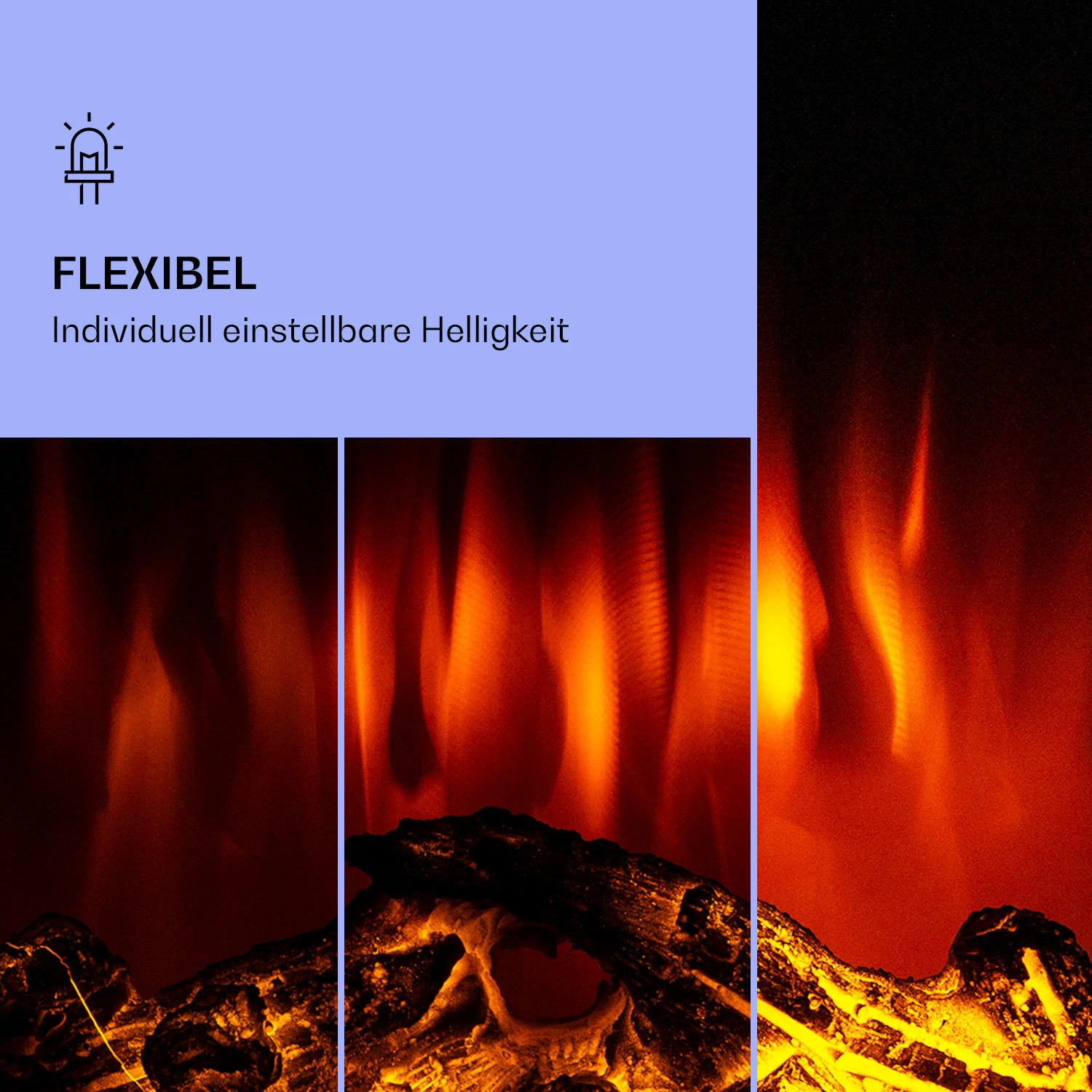 Klarstein Lamington Elektrokamin 2000 W LED-Flammen Heizlüfter Timer Ambientelicht 6 Klarstein Lamington Elektrokamin 2000 W LED-Flammen Heizlüfter Timer Ambientelicht – Bild 4