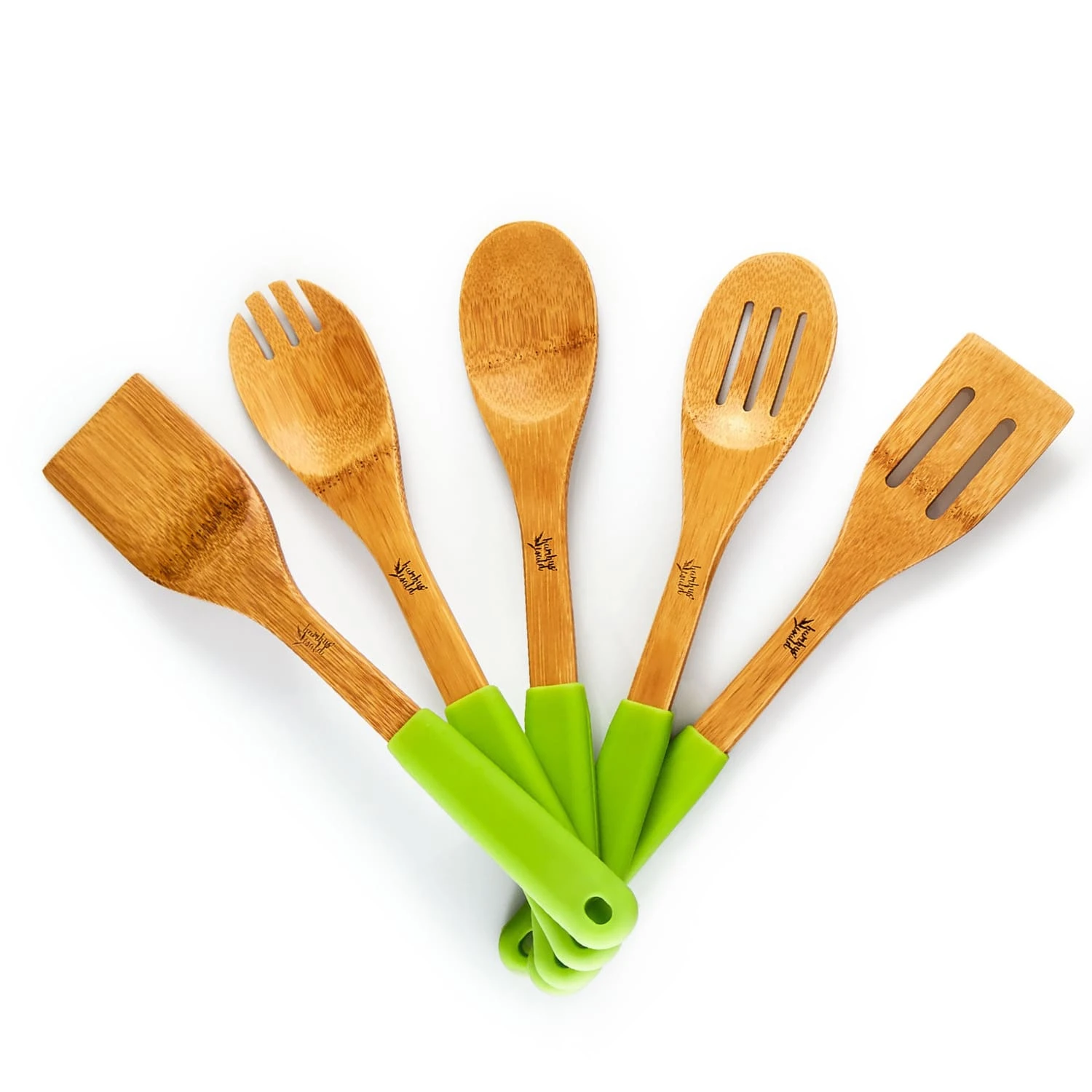 Küchenzubehör 5er-Set Pfannenwender Silikongriffe Nachhaltig Bambus 3 Küchenzubehör 5er-Set Pfannenwender Silikongriffe Nachhaltig Bambus