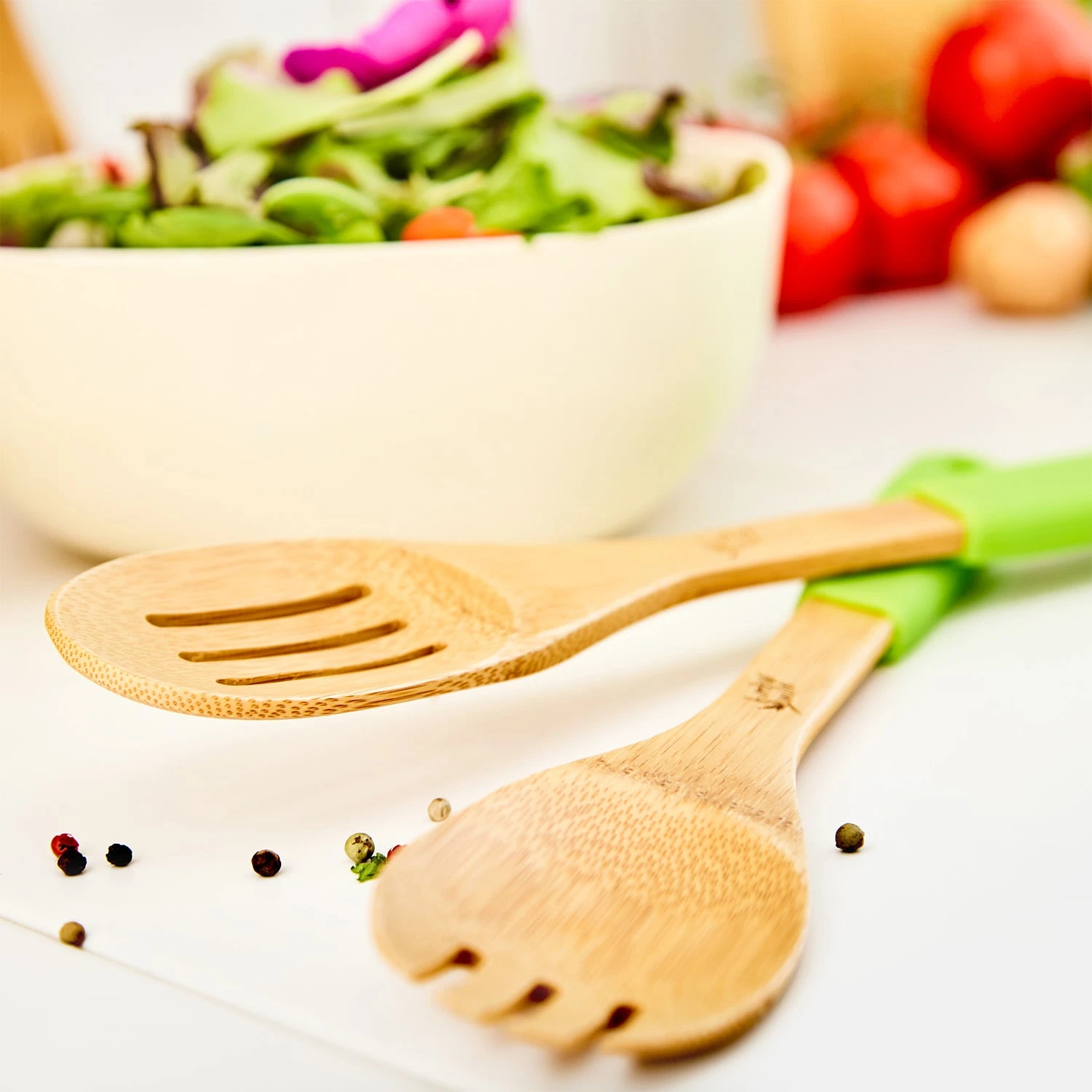 Küchenzubehör 5er-Set Pfannenwender Silikongriffe Nachhaltig Bambus 5 Küchenzubehör 5er-Set Pfannenwender Silikongriffe Nachhaltig Bambus – Bild 3