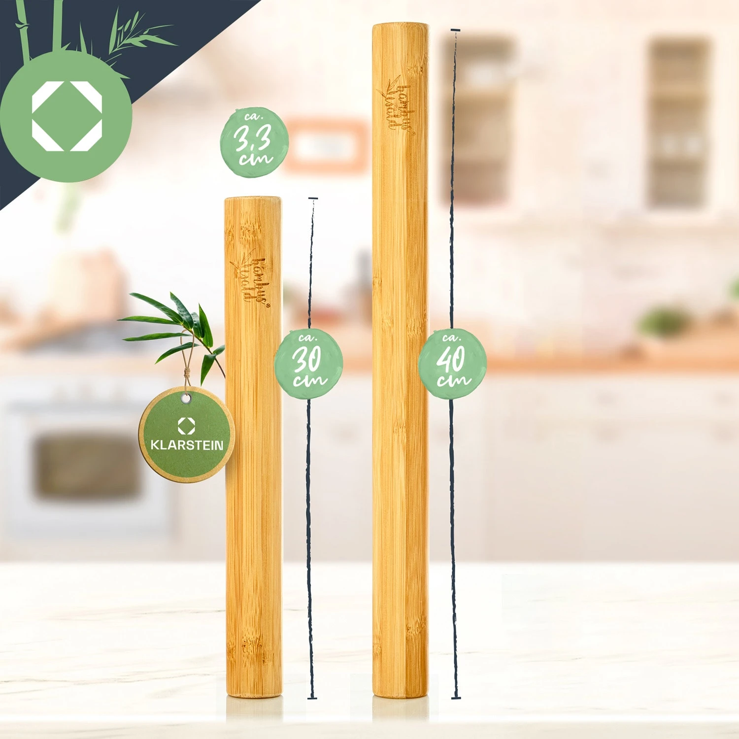 Teigroller 2er-Set 100 % Bambus 30/40 X 3,3 Cm (LxØ) Glatt Bambus 7 Teigroller 2er-Set 100 % Bambus 30/40 X 3,3 Cm (LxØ) Glatt Bambus – Bild 5