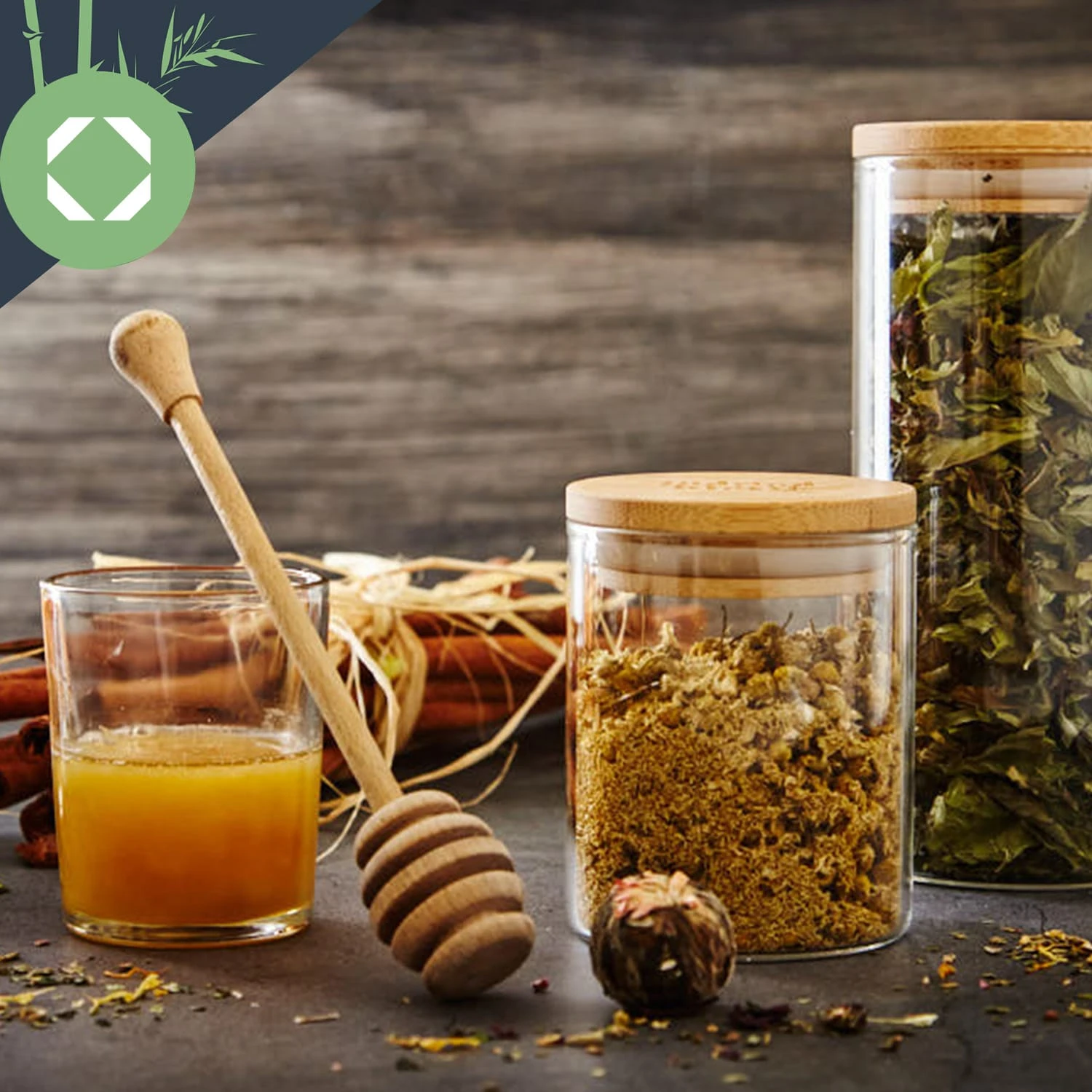 Rundes Glas Mit Bambusdeckel 4er-Set Inhalt: 600 Ml, 1000 Ml, 1500 Ml, 1800 Ml 6 Rundes Glas Mit Bambusdeckel 4er-Set Inhalt: 600 Ml, 1000 Ml, 1500 Ml, 1800 Ml – Bild 4