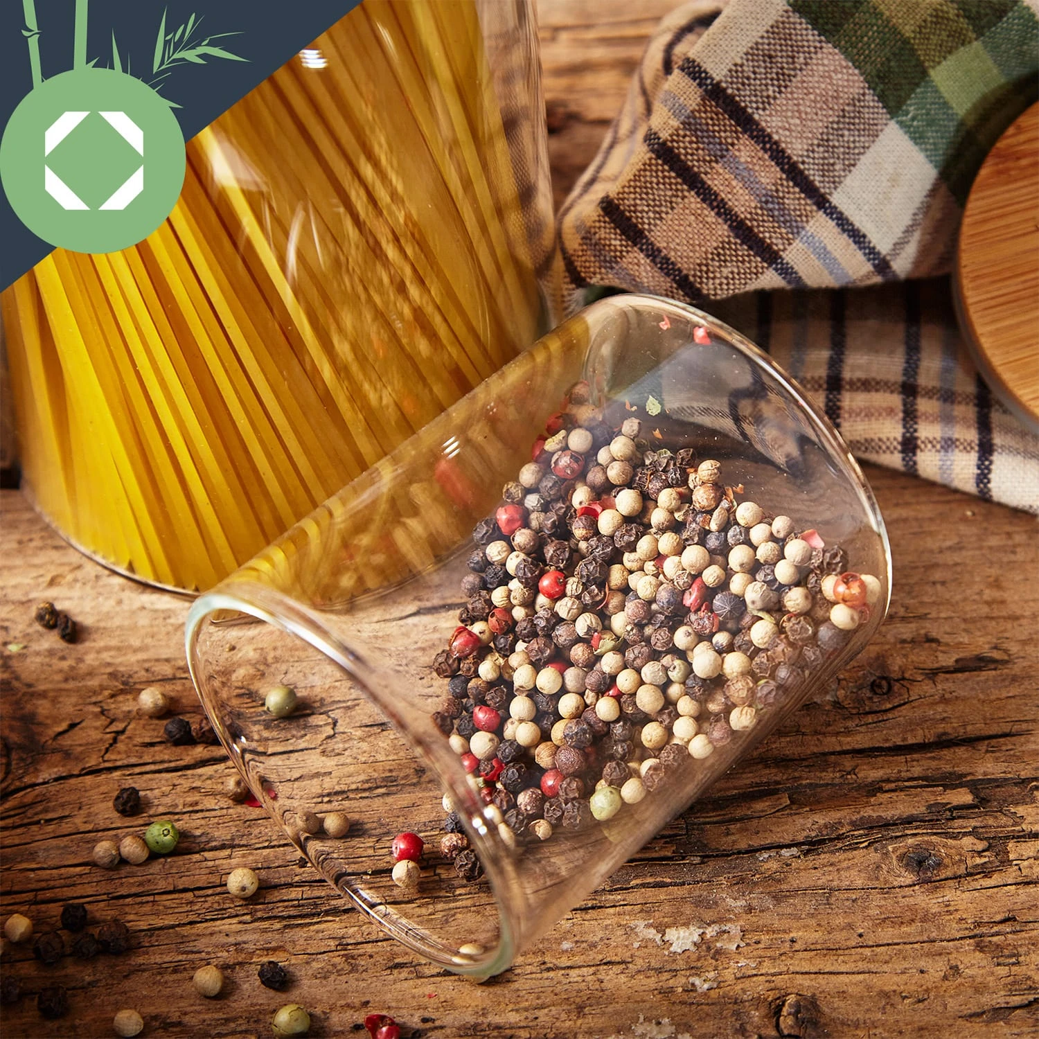 Rundes Glas Mit Bambusdeckel 4er-Set Inhalt: 600 Ml, 1000 Ml, 1500 Ml, 1800 Ml 7 Rundes Glas Mit Bambusdeckel 4er-Set Inhalt: 600 Ml, 1000 Ml, 1500 Ml, 1800 Ml – Bild 5