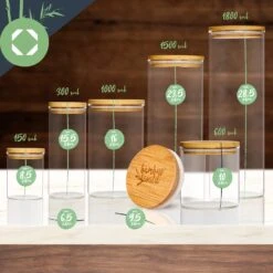 Rundes Glas Mit Bambusdeckel 4er-Set Inhalt: 600 Ml, 1000 Ml, 1500 Ml, 1800 Ml 17 Rundes Glas Mit Bambusdeckel 4er-Set Inhalt: 600 Ml, 1000 Ml, 1500 Ml, 1800 Ml -Klarstein 10038254 yy 0008 logo
