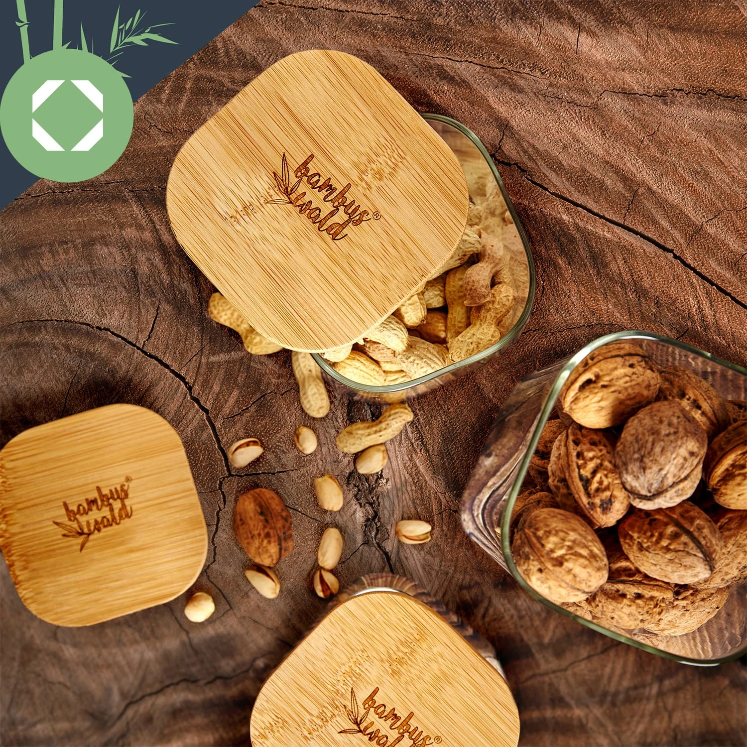 Eckiges Glas Mit Bambusdeckel Luftdicht Mit Silikonring 10x10x10 Cm 3x 700 Ml 7 Eckiges Glas Mit Bambusdeckel Luftdicht Mit Silikonring 10x10x10 Cm 3x 700 Ml – Bild 5