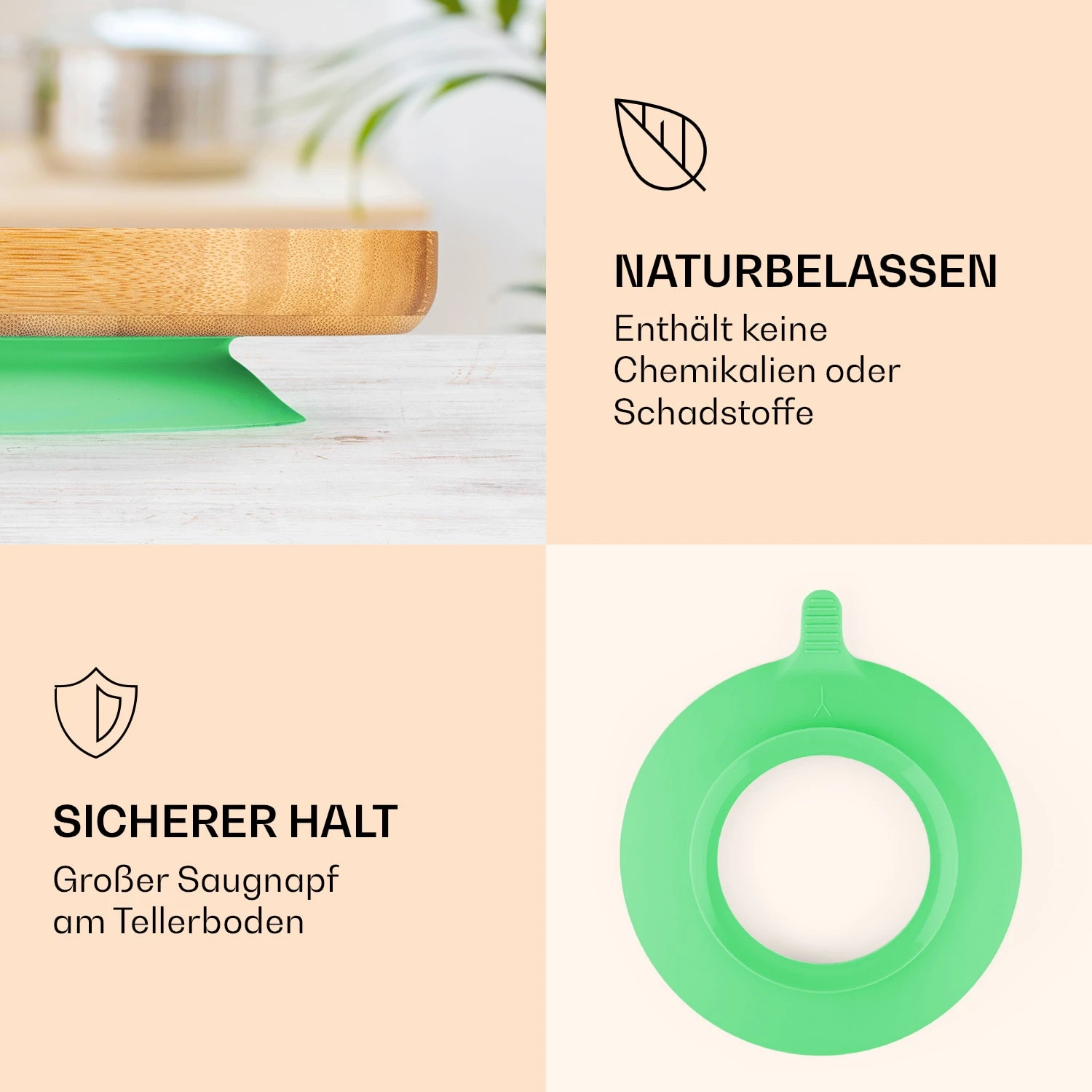 Kindergeschirr Bambusteller & Löffel 250 Ml Inkl. Saugnapf 18 X 18 Cm 5 Kindergeschirr Bambusteller & Löffel 250 Ml Inkl. Saugnapf 18 X 18 Cm – Bild 3