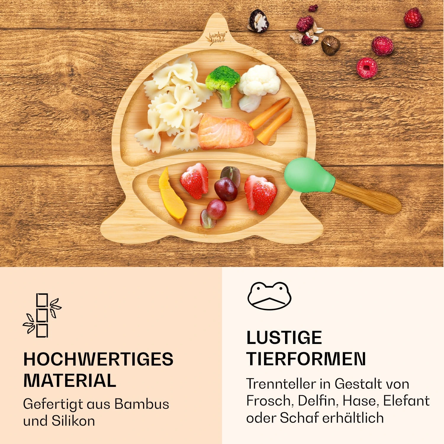 Kindergeschirr Bambusteller & Löffel 250 Ml Inkl. Saugnapf 18 X 18 Cm 6 Kindergeschirr Bambusteller & Löffel 250 Ml Inkl. Saugnapf 18 X 18 Cm – Bild 4