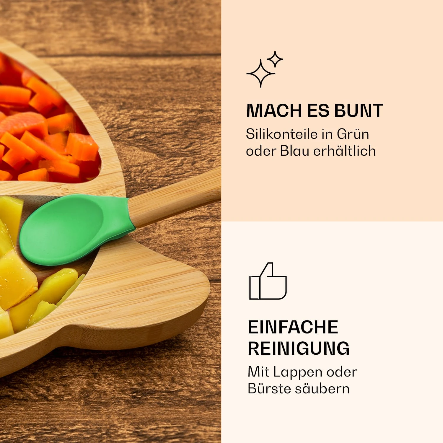 Kindergeschirr Bambusteller & Löffel 250 Ml Inkl. Saugnapf 18 X 18 Cm 7 Kindergeschirr Bambusteller & Löffel 250 Ml Inkl. Saugnapf 18 X 18 Cm – Bild 5