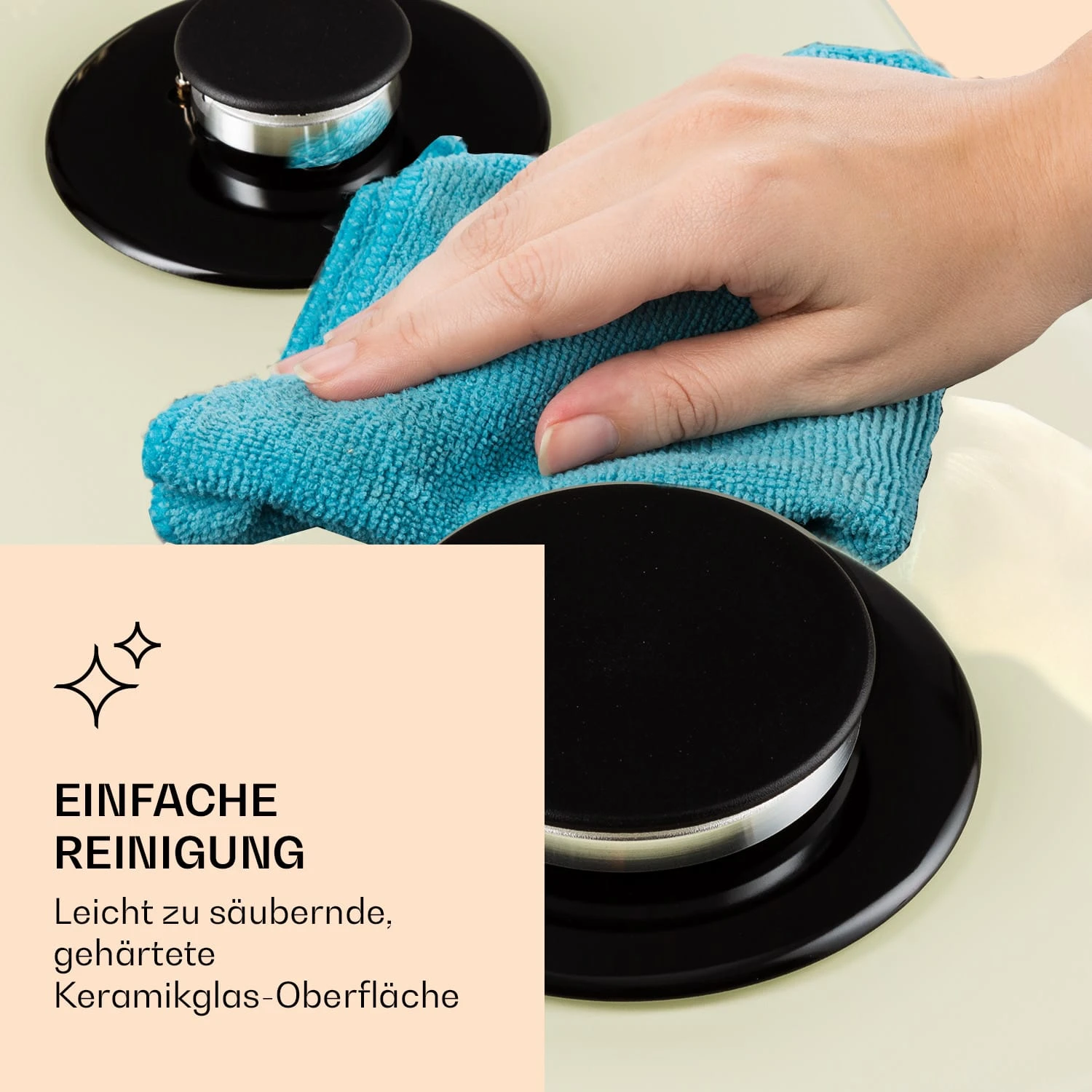 Victoria Domino Gaskochfeld 2-flammig Sabaf-Brenner Glaskeramik Retro-Look 9 Victoria Domino Gaskochfeld 2-flammig Sabaf-Brenner Glaskeramik Retro-Look – Bild 7