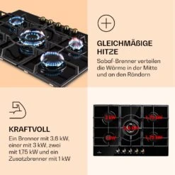 Victoria 5 Gaskochfeld 5-flammig Sabaf-Brenner Glaskeramik Retro-Look 12 Victoria 5 Gaskochfeld 5-flammig Sabaf-Brenner Glaskeramik Retro-Look -Klarstein 10038376 de 0003 logo