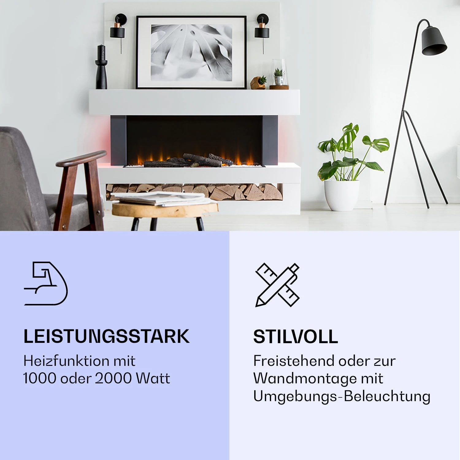 Studio Light & Fire 3 Smart Kamin 1000/2000W MDF WiFi-Steuerung 5 Studio Light & Fire 3 Smart Kamin 1000/2000W MDF WiFi-Steuerung – Bild 3