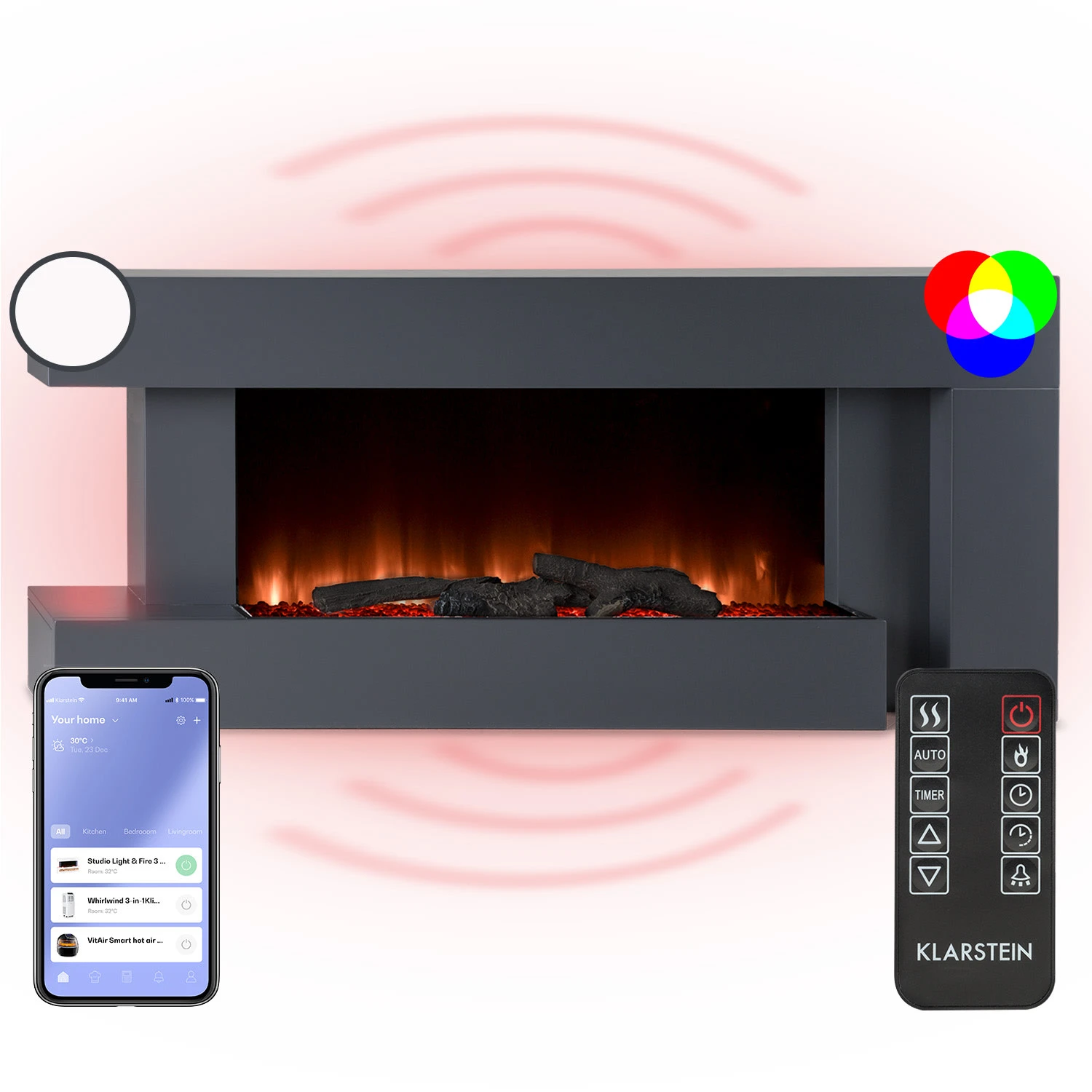 Studio Light & Fire 2 Smart Kamin 1000/2000W MDF WiFi-Steuerung 3 Studio Light & Fire 2 Smart Kamin 1000/2000W MDF WiFi-Steuerung