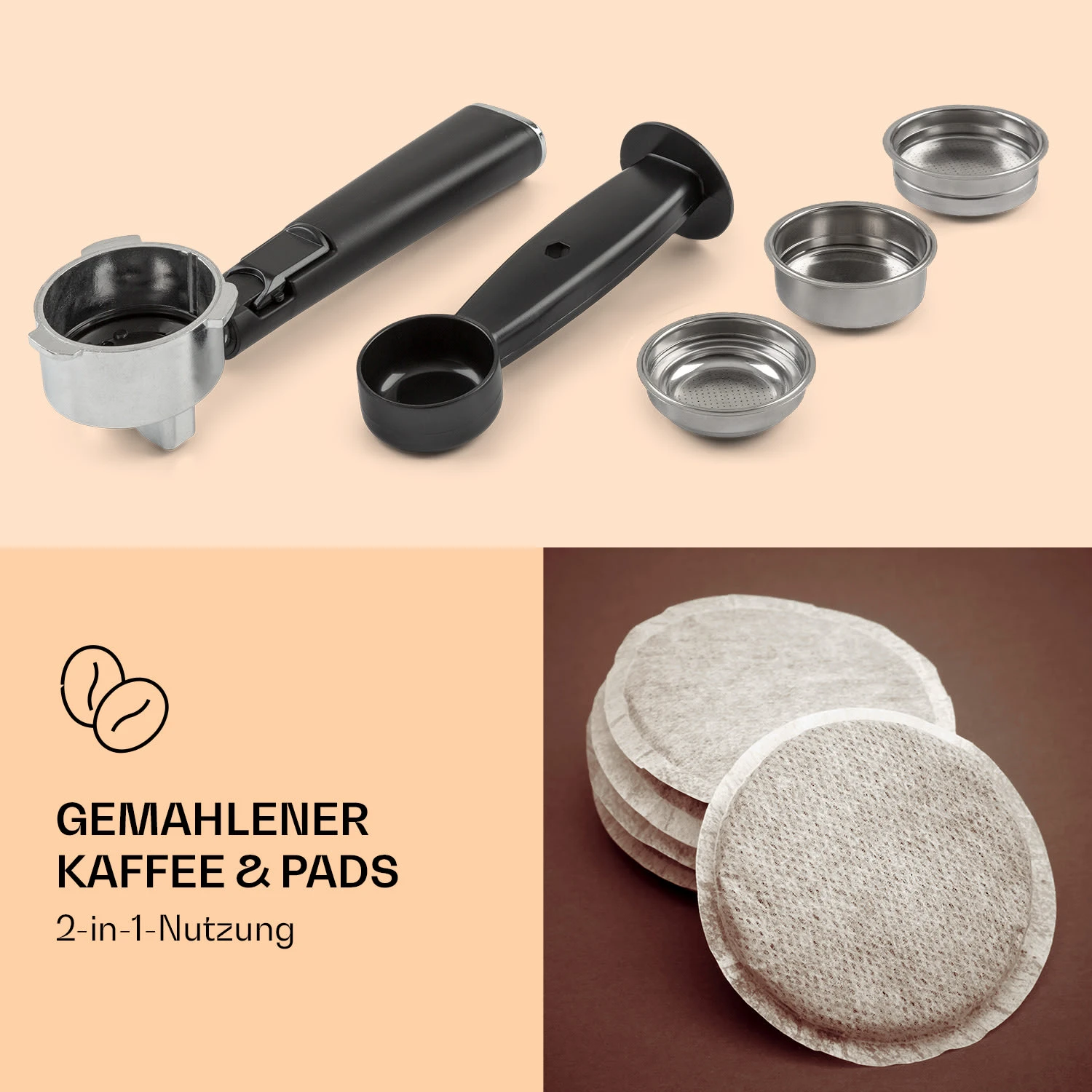 Pausa Espressomaker 1350 Watt 20 Bar Druck Wassertank: 1,4 Liter Edelstahl 5 Pausa Espressomaker 1350 Watt 20 Bar Druck Wassertank: 1,4 Liter Edelstahl – Bild 3