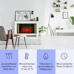 Studio Loft 2 Elektrokamin 1900 W LED-Technik Fernbedienung 11 Studio Loft 2 Elektrokamin 1900 W LED-Technik Fernbedienung -Klarstein 10038617 de 0003 usp