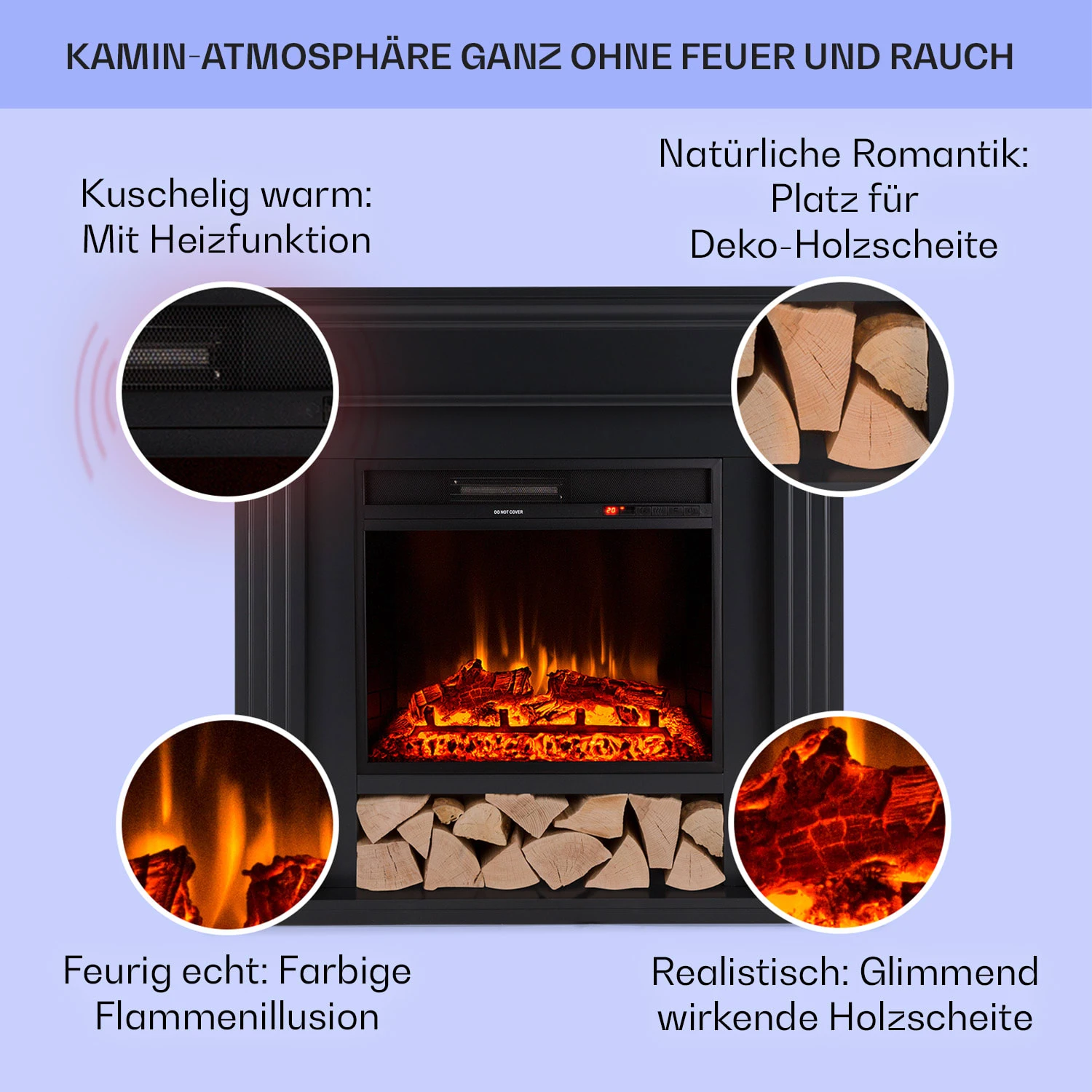 Las Pilas Elektrokamin Heizlüfter 900/1800W Wochentimer Fernbedienung 4 Las Pilas Elektrokamin Heizlüfter 900/1800W Wochentimer Fernbedienung – Bild 2