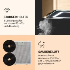 Futurelight Smart Inselabzugshaube Umluft 420m³/h LED Edelstahl -Klarstein 10038708 de 0005 logo