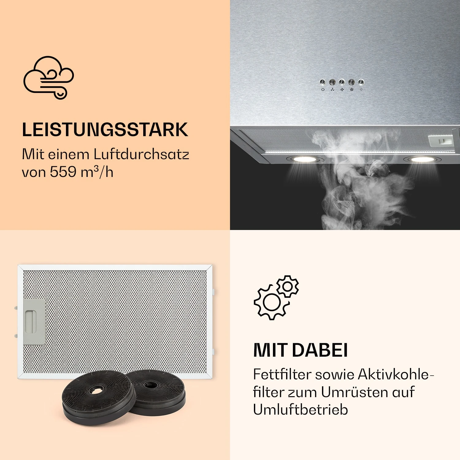 Monumenta Wandabzugshaube Aluminium 559m³/h LED EEK B 5 Monumenta Wandabzugshaube Aluminium 559m³/h LED EEK B – Bild 3