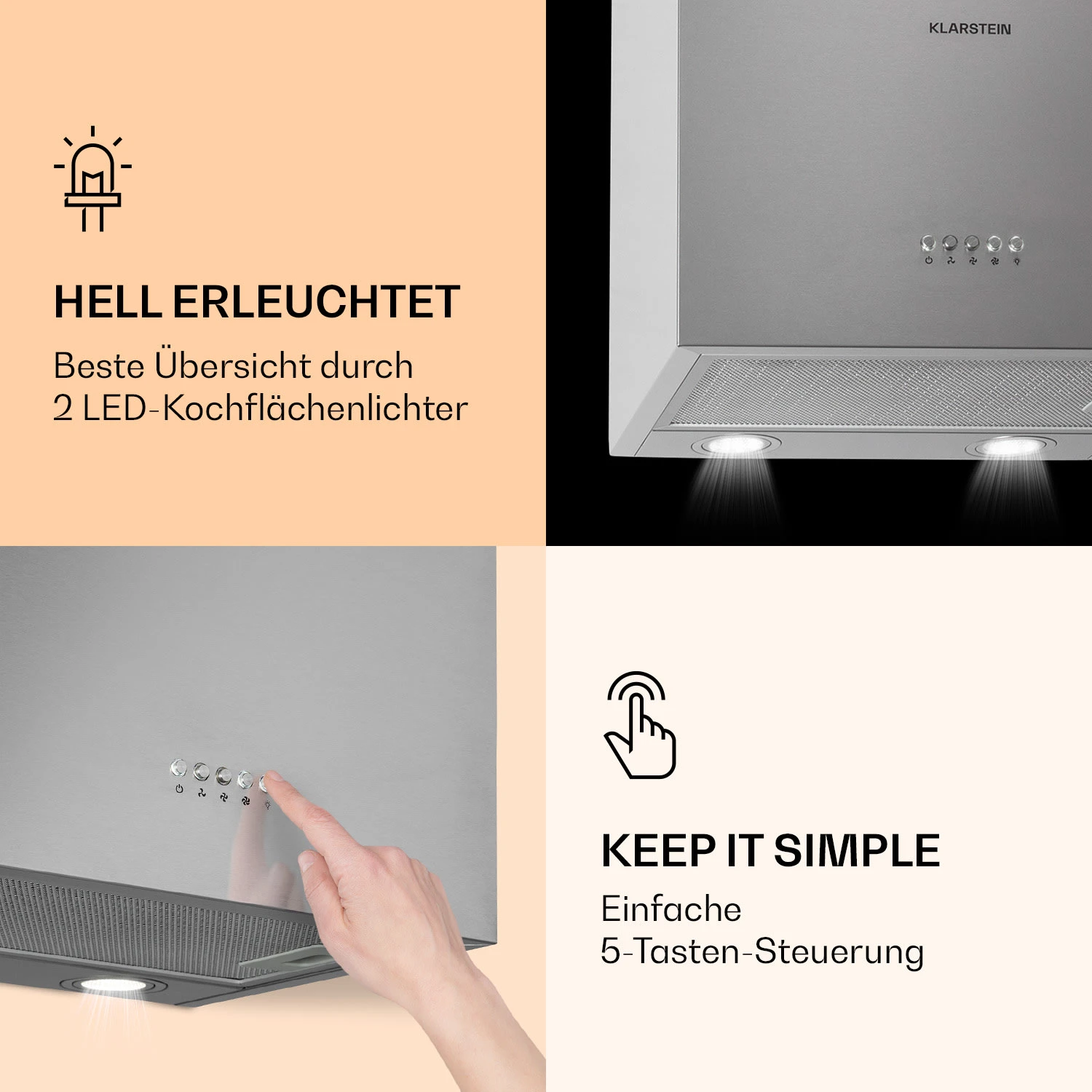 Monumenta Wandabzugshaube Aluminium 559m³/h LED EEK B 7 Monumenta Wandabzugshaube Aluminium 559m³/h LED EEK B – Bild 5