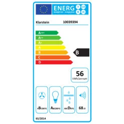 Monumenta Wandabzugshaube Aluminium 559m³/h LED EEK B 15 Monumenta Wandabzugshaube Aluminium 559m³/h LED EEK B -Klarstein 10039394 energy label