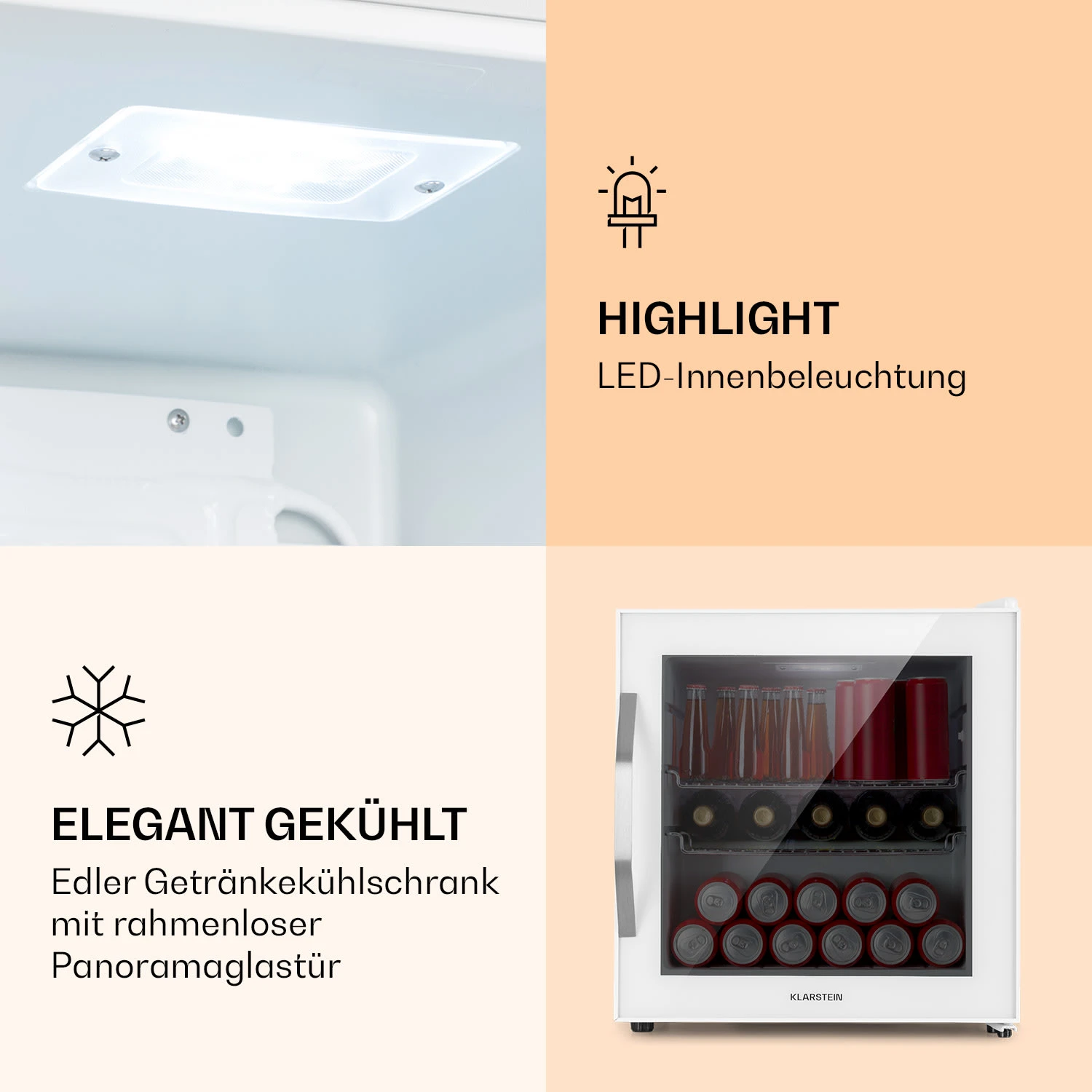 Beersafe L Quartz Kühlschrank 47 Liter 2 Böden Panoramaglastür Weiß 6 Beersafe L Quartz Kühlschrank 47 Liter 2 Böden Panoramaglastür Weiß – Bild 4