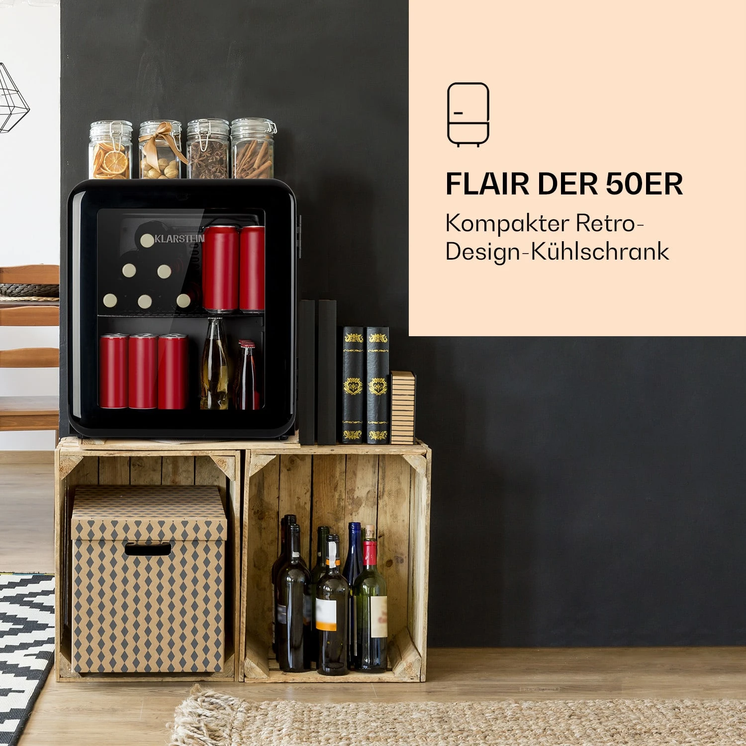 PopLife Getränkekühler Kühlschrank 0-10°C Retro-Design 4 PopLife Getränkekühler Kühlschrank 0-10°C Retro-Design – Bild 2