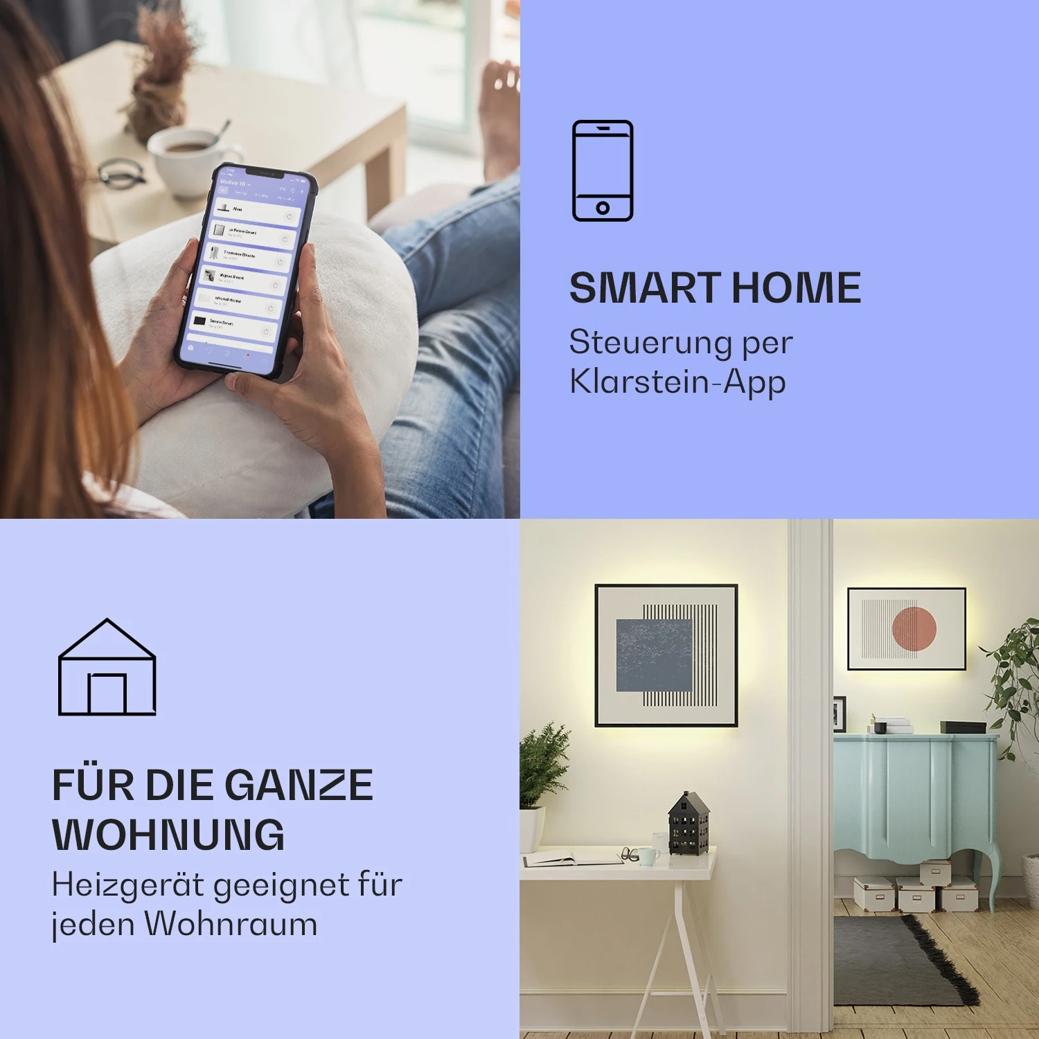 Mojave 500 Smart 2-in-1 Heizgerät Infrarot Konvektor 60x60cm 500W RGB-Licht 4 Mojave 500 Smart 2-in-1 Heizgerät Infrarot Konvektor 60x60cm 500W RGB-Licht – Bild 2