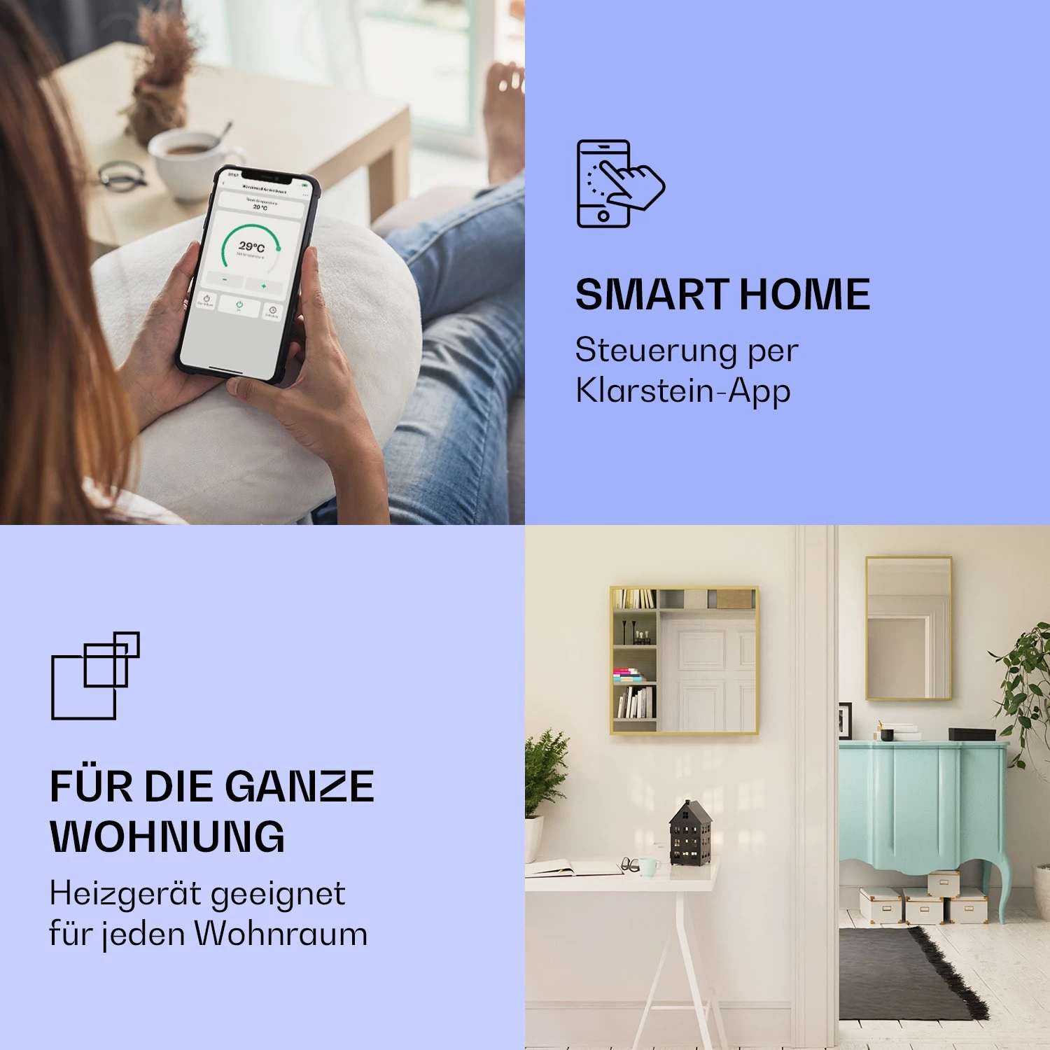 La Palma 1000 Smart 2-in-1 Heizgerät Infrarot Konvektor 120x60cm 1000W Spiegel 4 La Palma 1000 Smart 2-in-1 Heizgerät Infrarot Konvektor 120x60cm 1000W Spiegel – Bild 2