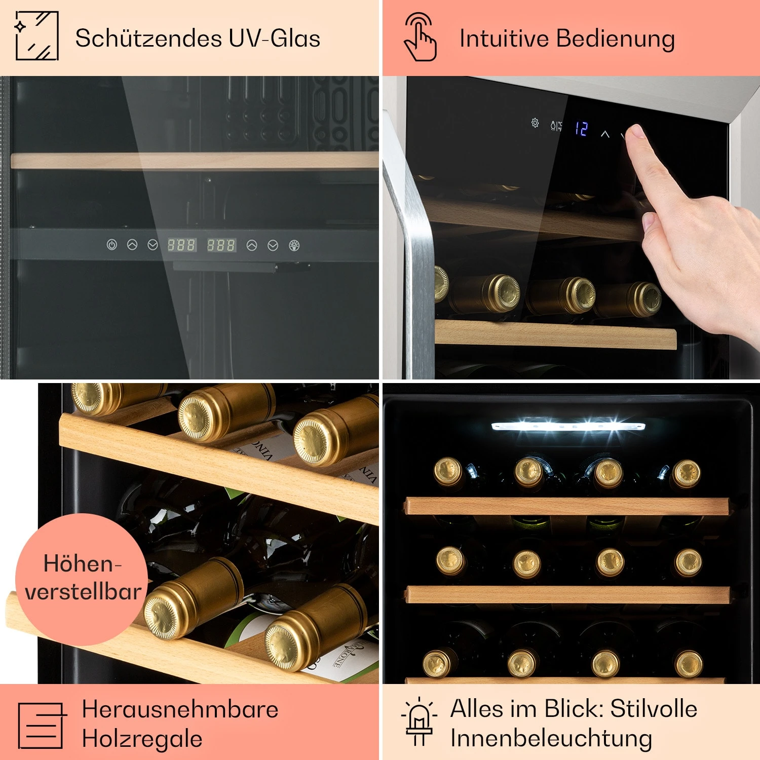 Vinamour 16 Uno Weinkühlschrank 16Fl./42l 5-18°C 41dB Glas 7 Vinamour 16 Uno Weinkühlschrank 16Fl./42l 5-18°C 41dB Glas – Bild 5