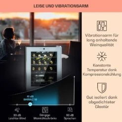 Shiraz 16 Quartz Weinkühlschrank 42l Touch-Bedienfeld 160 W 5-18 °C 13 Shiraz 16 Quartz Weinkühlschrank 42l Touch-Bedienfeld 160 W 5-18 °C -Klarstein 10039901 DE 0004 usp