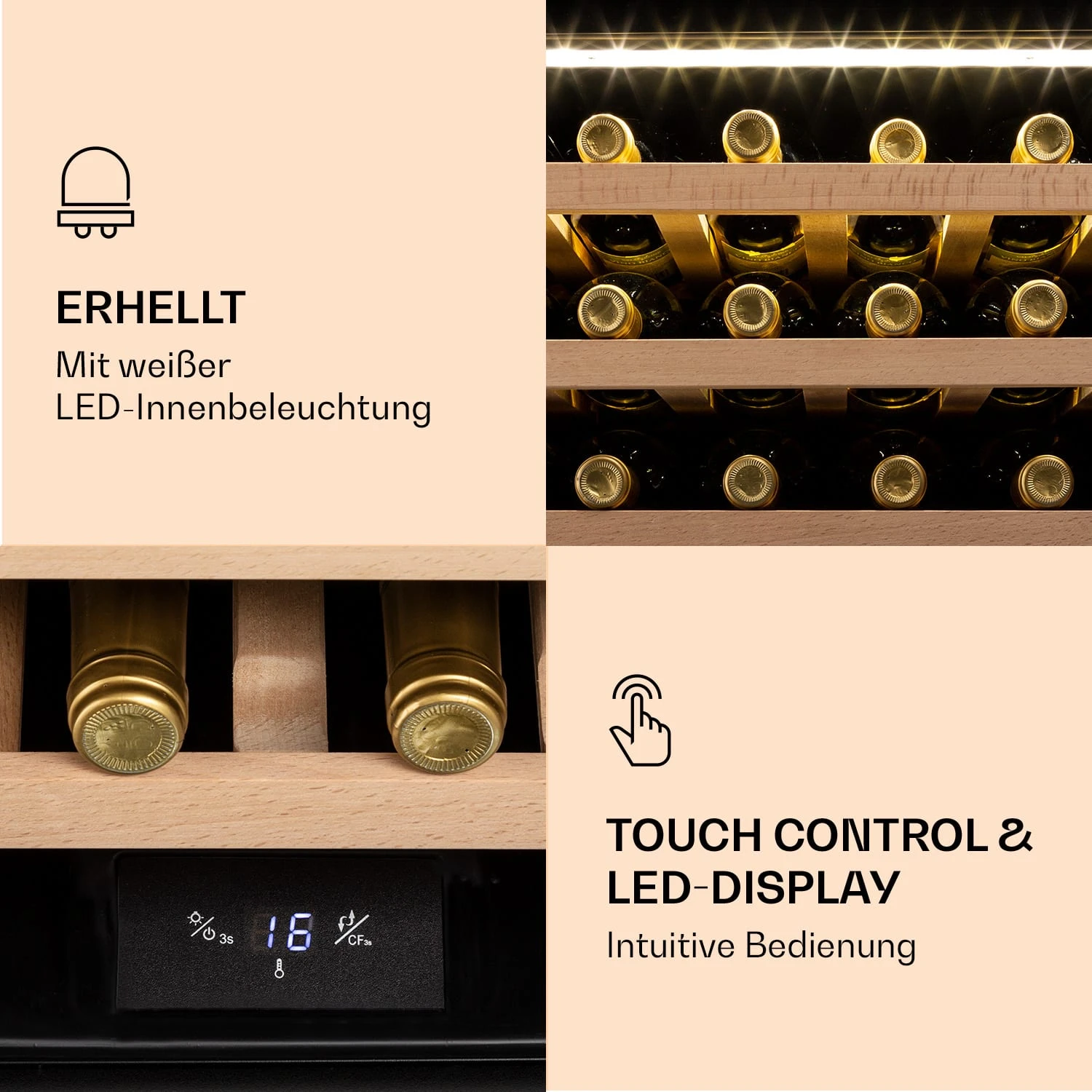 Vinsider 24 Built-In Uno Weinkühlschrank Einbaugerät 1 Zone 24 Flaschen Edelstahl 7 Vinsider 24 Built-In Uno Weinkühlschrank Einbaugerät 1 Zone 24 Flaschen Edelstahl – Bild 5