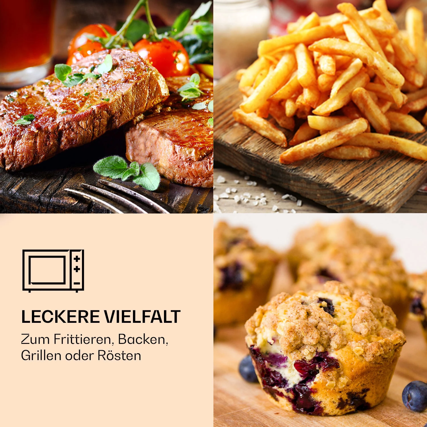 Prime Air Heißluftfritteuse 1500W 23l Timer 8 Programme 4 Prime Air Heißluftfritteuse 1500W 23l Timer 8 Programme – Bild 2