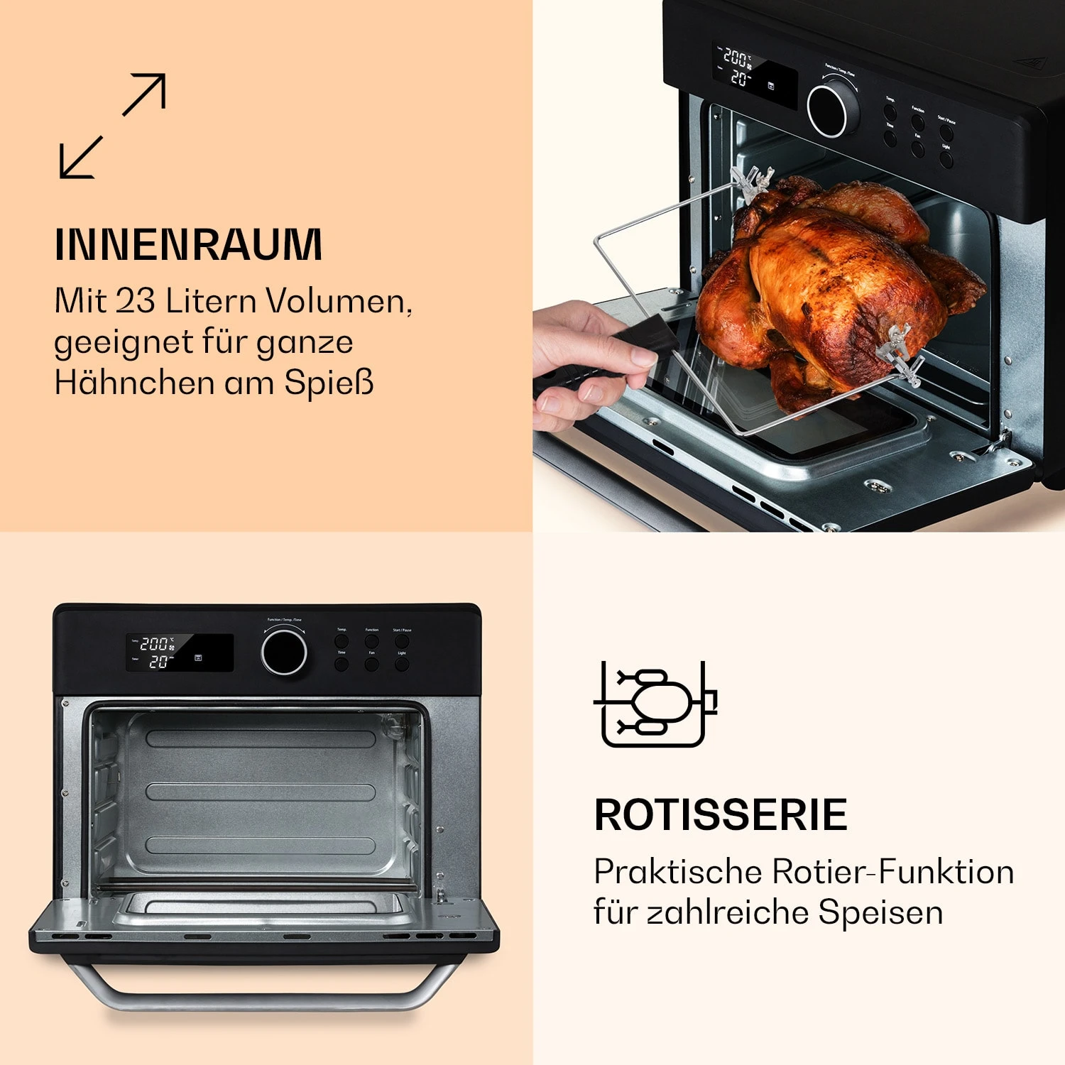 Prime Air Heißluftfritteuse 1500W 23l Timer 8 Programme 7 Prime Air Heißluftfritteuse 1500W 23l Timer 8 Programme – Bild 5