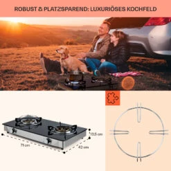 Barzona 2 Campingkocher 2 Brenner 3,4 KW & 4,3 KW Glasplatte Edelstahl 15 Barzona 2 Campingkocher 2 Brenner 3,4 KW & 4,3 KW Glasplatte Edelstahl -Klarstein 10040043 de 0005 usp