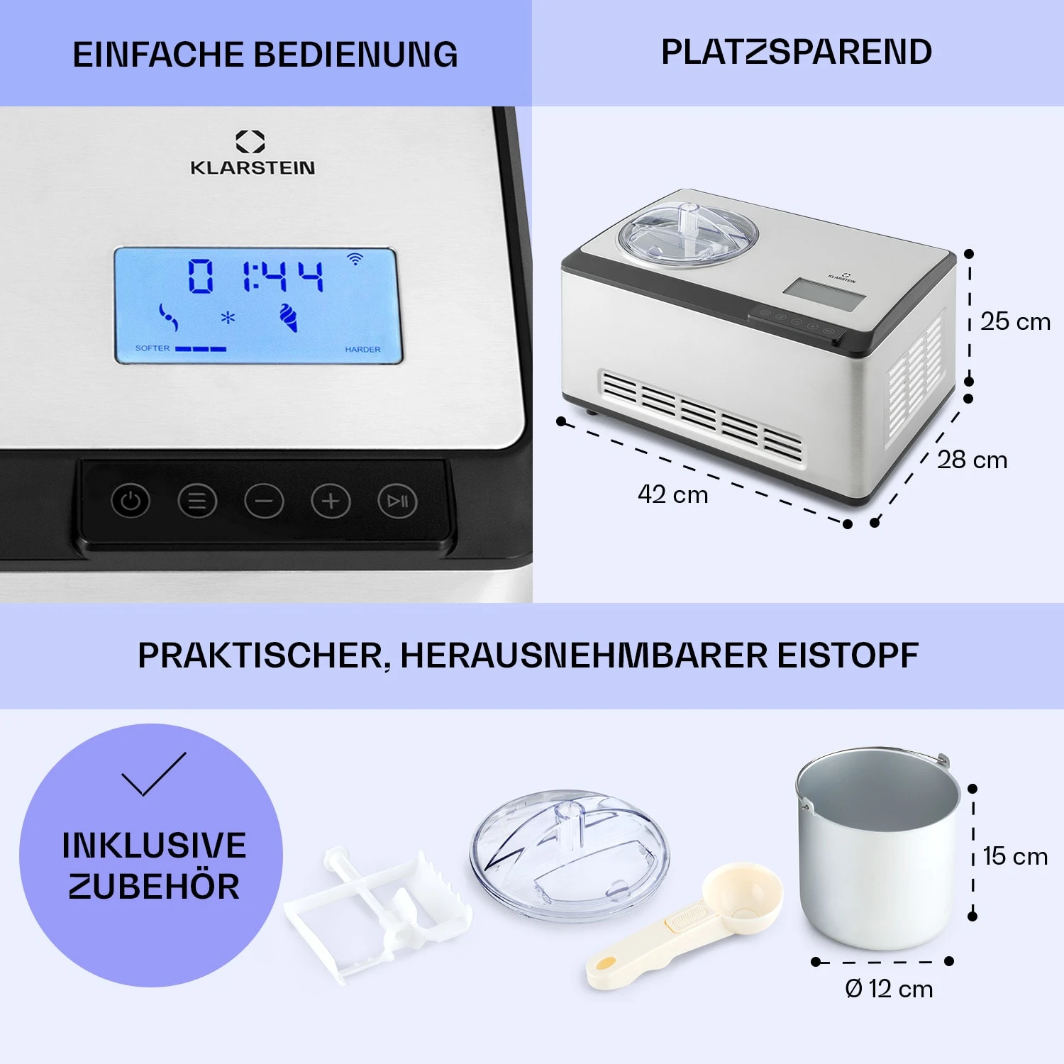 Dolce Bacio Smart Eiscremebereiter Yogurtmaker Kompressor 2 Liter WiFi Touch Edelstahl 8 Dolce Bacio Smart Eiscremebereiter Yogurtmaker Kompressor 2 Liter WiFi Touch Edelstahl – Bild 6